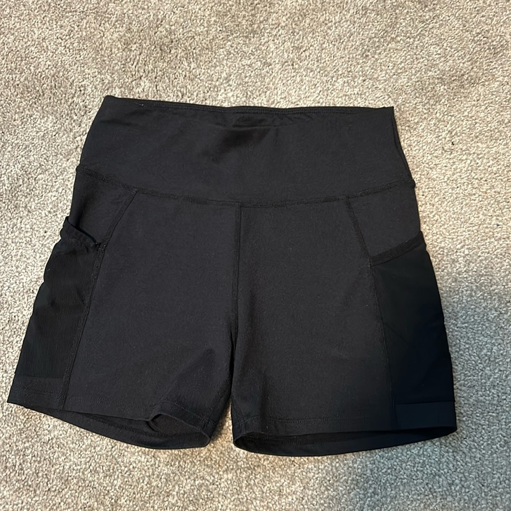 Black, shorts, leggings, yoga shorts. SHEIN